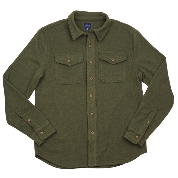 JCREW Size S Double-Knit Work Shirt in Olive $98 CA914 - Picture 2 of 4